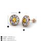 3 - Dahlia Iris Oval Cut Citrine and Baguette Diamond Milgrain Halo Stud Earrings 