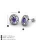 3 - Dahlia Iris Oval Cut Iolite and Baguette Diamond Milgrain Halo Stud Earrings 