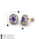 3 - Dahlia Iris Oval Cut Iolite and Baguette Diamond Milgrain Halo Stud Earrings 