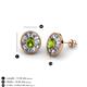 3 - Dahlia Iris Oval Cut Peridot and Baguette Diamond Milgrain Halo Stud Earrings 