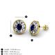 3 - Dahlia Iris Oval Cut Blue Sapphire and Baguette Diamond Milgrain Halo Stud Earrings 