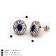 3 - Dahlia Iris Oval Cut Blue Sapphire and Baguette Diamond Milgrain Halo Stud Earrings 