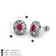 3 - Dahlia Iris Oval Cut Ruby and Baguette Diamond Milgrain Halo Stud Earrings 