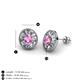 3 - Dahlia Iris Oval Cut Pink Sapphire and Baguette Diamond Milgrain Halo Stud Earrings 