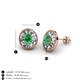 3 - Dahlia Iris Oval Cut Emerald and Baguette Diamond Milgrain Halo Stud Earrings 