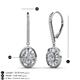 3 - Dahlia Iris Oval Cut and Baguette Diamond Halo Dangling Earrings 