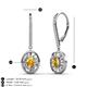 3 - Dahlia Iris Oval Cut Citrine and Baguette Diamond Halo Dangling Earrings 