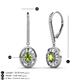 3 - Dahlia Iris Oval Cut Peridot and Baguette Diamond Halo Dangling Earrings 