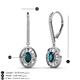 3 - Dahlia Iris Oval Cut London Blue Topaz and Baguette Diamond Halo Dangling Earrings 
