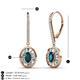 3 - Dahlia Iris Oval Cut London Blue Topaz and Baguette Diamond Halo Dangling Earrings 