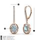 3 - Dahlia Iris Oval Cut Aquamarine and Baguette Diamond Halo Dangling Earrings 