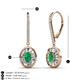 3 - Dahlia Iris Oval Cut Emerald and Baguette Diamond Halo Dangling Earrings 
