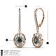 3 - Dahlia Iris Oval Cut Created Alexandrite and Baguette Diamond Halo Dangling Earrings 