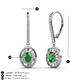 3 - Dahlia Iris Oval Cut Green Garnet and Baguette Diamond Halo Dangling Earrings 