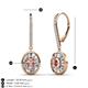 3 - Dahlia Iris Oval Cut Morganite and Baguette Diamond Halo Dangling Earrings 