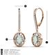 3 - Dahlia Iris Oval Cut Opal and Baguette Diamond Halo Dangling Earrings 