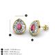 3 - Viola Iris Pear Cut Rhodolite Garnet and Baguette Diamond Milgrain Halo Stud Earrings 