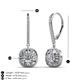 3 - Blossom Iris Princess Cut and Baguette Diamond Halo Dangling Earrings 