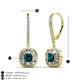 3 - Blossom Iris Princess Cut London Blue Topaz and Baguette Diamond Halo Dangling Earrings 