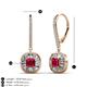 3 - Blossom Iris Princess Cut Ruby and Baguette Diamond Halo Dangling Earrings 