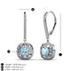 3 - Blossom Iris Princess Cut Aquamarine and Baguette Diamond Halo Dangling Earrings 