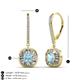 3 - Blossom Iris Princess Cut Aquamarine and Baguette Diamond Halo Dangling Earrings 