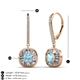 3 - Blossom Iris Princess Cut Aquamarine and Baguette Diamond Halo Dangling Earrings 