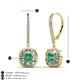 3 - Blossom Iris Princess Cut Emerald and Baguette Diamond Halo Dangling Earrings 