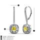 3 - Blossom Iris Princess Cut Yellow Sapphire and Baguette Diamond Halo Dangling Earrings 