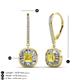 3 - Blossom Iris Princess Cut Yellow Sapphire and Baguette Diamond Halo Dangling Earrings 