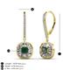 3 - Blossom Iris Princess Cut Created Alexandrite and Baguette Diamond Halo Dangling Earrings 