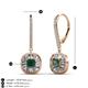 3 - Blossom Iris Princess Cut Created Alexandrite and Baguette Diamond Halo Dangling Earrings 