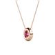 2 - Arela 4.80 mm Round Pink Tourmaline Donut Bezel Solitaire Pendant Necklace 