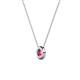 2 - Arela 4.40 mm Round Pink Tourmaline Donut Bezel Solitaire Pendant Necklace 