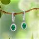 2 - Ilona Oval Cut Emerald and Diamond Halo Dangling Earrings 