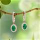 2 - Ilona Oval Cut Emerald and Diamond Halo Dangling Earrings 