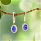 2 - Ilona Oval Cut Tanzanite and Diamond Halo Dangling Earrings 