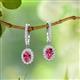 2 - Ilona Oval Cut Pink Tourmaline and Diamond Halo Dangling Earrings 