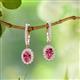 2 - Ilona Oval Cut Pink Tourmaline and Diamond Halo Dangling Earrings 