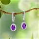 2 - Ilona Oval Cut Amethyst and Diamond Halo Dangling Earrings 