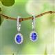2 - Ilona Oval Cut Tanzanite and Diamond Halo Dangling Earrings 