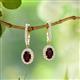 2 - Ilona Oval Cut Red Garnet and Diamond Halo Dangling Earrings 