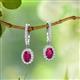 2 - Ilona Oval Cut Rhodolite Garnet and Diamond Halo Dangling Earrings 