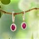 2 - Ilona Oval Cut Rhodolite Garnet and Diamond Halo Dangling Earrings 