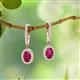 2 - Ilona Oval Cut Rhodolite Garnet and Diamond Halo Dangling Earrings 