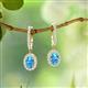 2 - Ilona Oval Cut Blue Topaz and Diamond Halo Dangling Earrings 