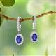 2 - Ilona Oval Cut Iolite and Diamond Halo Dangling Earrings 