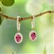2 - Ilona Oval Cut Pink Tourmaline and Diamond Halo Dangling Earrings 