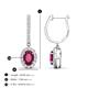 3 - Ilona Oval Cut Rhodolite Garnet and Diamond Halo Dangling Earrings 