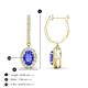 3 - Ilona Oval Cut Tanzanite and Diamond Halo Dangling Earrings 